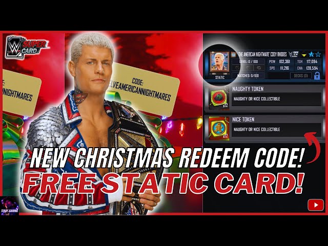 NEW CHRISTMAS CODE FOR FREE STATIC CARD! FINAL CODE OF CODE-MAS + PVP PACK OPENING! WWE Supercard
