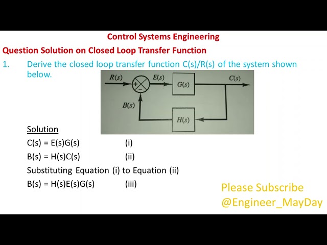 Question Solution on Closed Loop Transfer Function