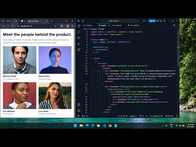 React JS Team Section UI Tutorial | Dynamic Team Data Using JSON
