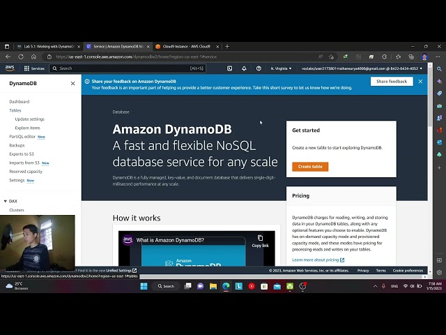 Tutorial AWS Academy Cloud Developing - Lab 5.1: Working with DynamoDB