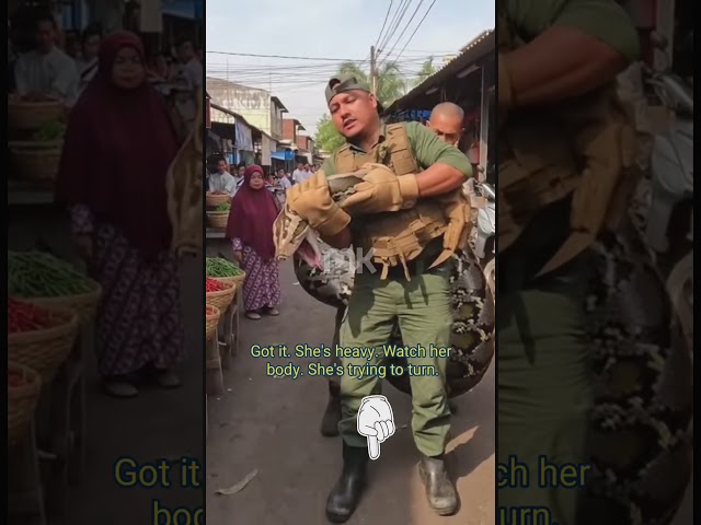 A giant python was caught at a local traditional market