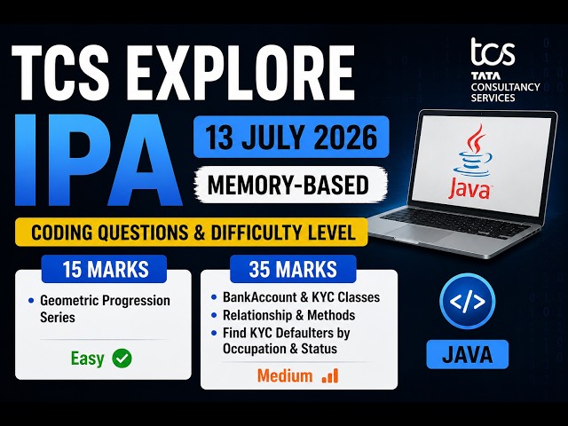 TCS IPA 13 July 2026 | Coding Questions & Exam Review