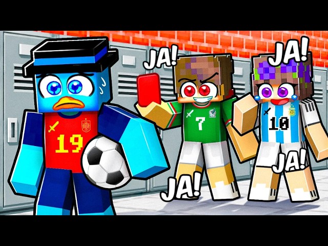 Primer DÍA en ESCUELA de FUTBOLISTAS del MUNDIAL en Minecraft!