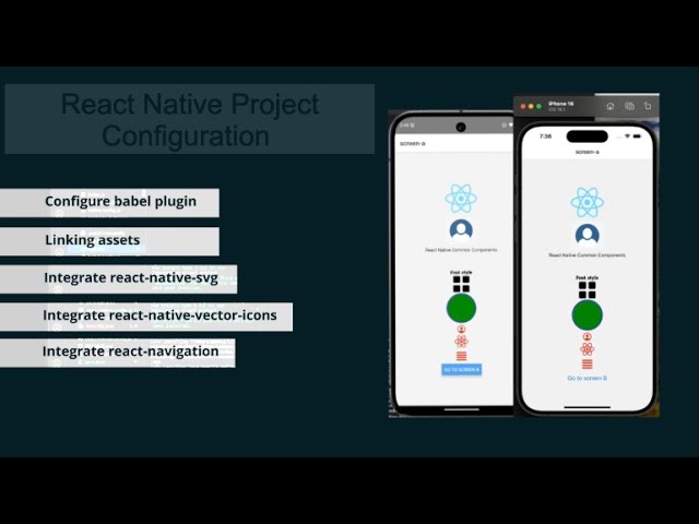 Configure React Native Project | babel | svg | vector icons | react navigation | link assets
