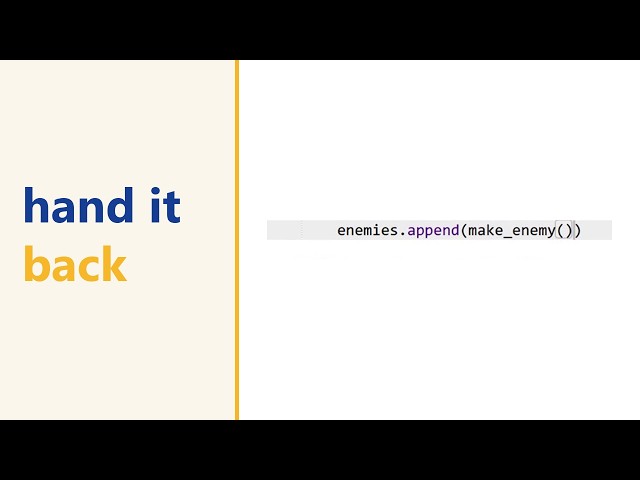 Python functions that hand back a bullet and an enemy
