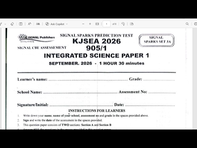 GRADE 9 INTEGRATED SCIENCE PAPER 1 | SIGNAL SPARK SET 3A | FULL PAPER REVISION & DISCUSSION