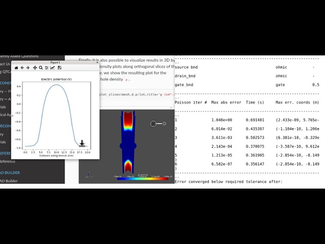 3) Basic QTCAD®  Device Simulation, Material Modification, Newton Iterations, Python Library
