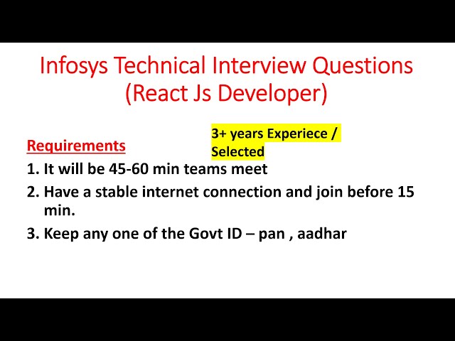 My Infosys Interview Experience | React.js Developer (Experienced) – Selected! #BharathEduTech