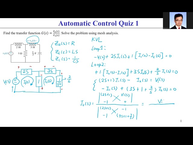 Quiz 1 Develop Transfer Function by Mesh Anslysis