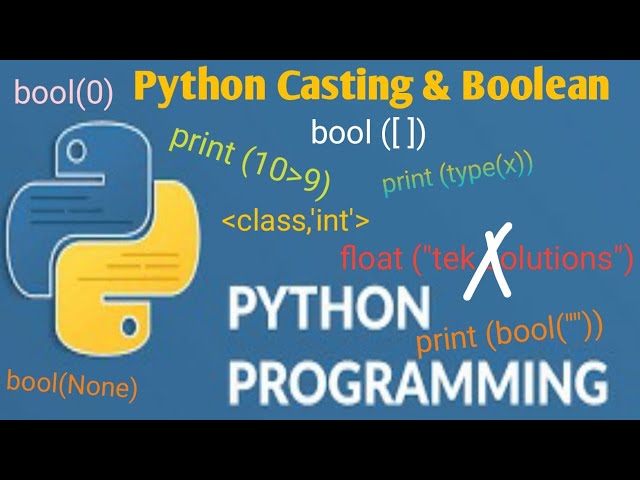 #12 Python Casting and Boolean for beginners| Python Tutorial for Beginners | #python #teksolutions