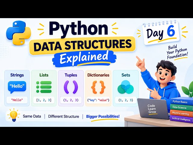 Python Data Structures Explained | Day 6 | Lists, Tuples, Dictionaries & Sets