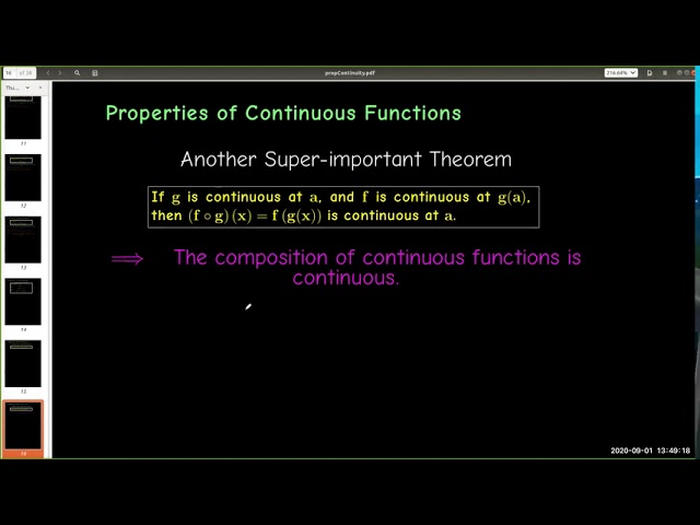 Properties of Continuous Functions