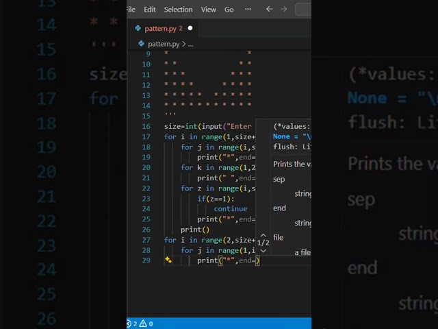 From loops to beautiful patterns 🐍 #shorts #python #programming #coding #pattern #learnpython