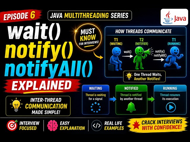 wait(), notify() & notifyAll() | Inter-Thread Communication in Java | Java Multithreading Ep. 6