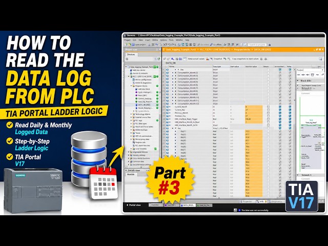 Learn PLC Data Logging on Monthly & Daily Basis: Part #3 Read Data from PLC | TIA Portal