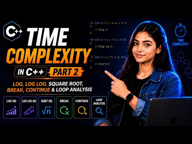 Time Complexity in C++ Part 2 | Log, Log Log, Square Root, Break, Continue & Loop Analysis