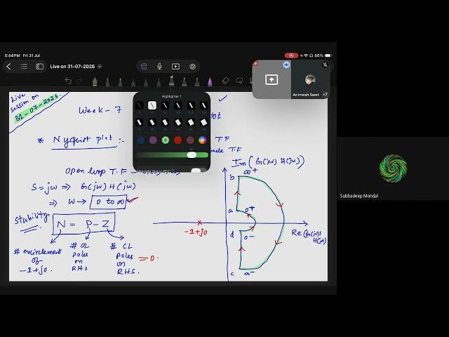 BS-Control Engineering-Live on 31-07-2026, week 7 Nyquist plot