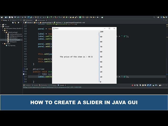 Java GUI Tutorial #23 - Creating a Slider in Java GUI Using JSlider Class