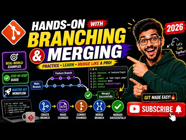 Hands-On Git Branching and Merging | Real-World Git Tutorial (2026)