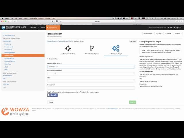 Broadcast your live stream to Facebook Live with Wowza Streaming Engine 4.5
