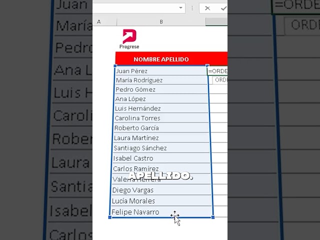 📝 Organiza Nombres por Apellido en Excel: Usa ORDENARPOR y TEXTODESPUES 🔄🔤