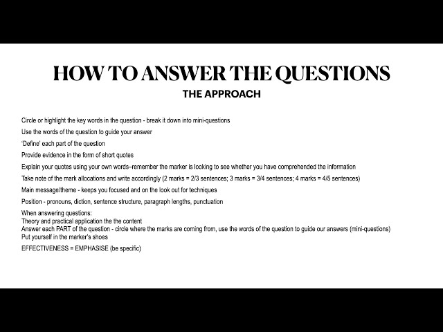 English Paper 1 - How to Approach a Comprehension