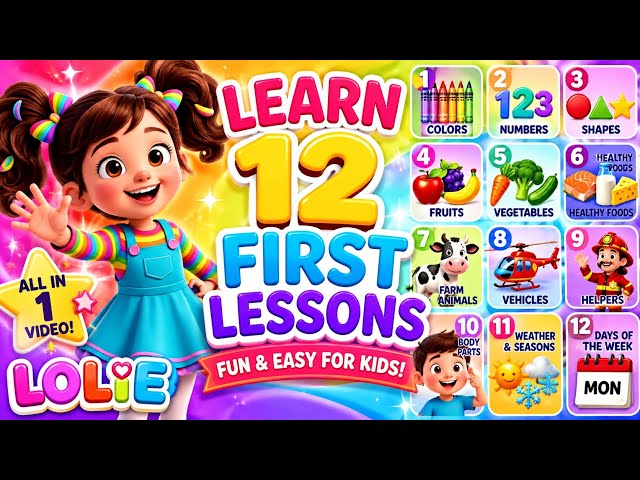 12 Fun Educational Lessons for Kids! 🌟 (Colors, Numbers, Shapes & More)
