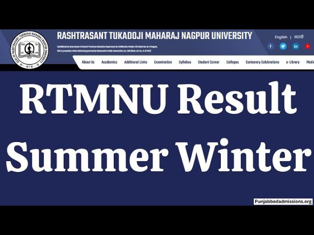 RTMNU Result 2024, Summer Winter UG PG Result @ nagpuruniversity.ac.in