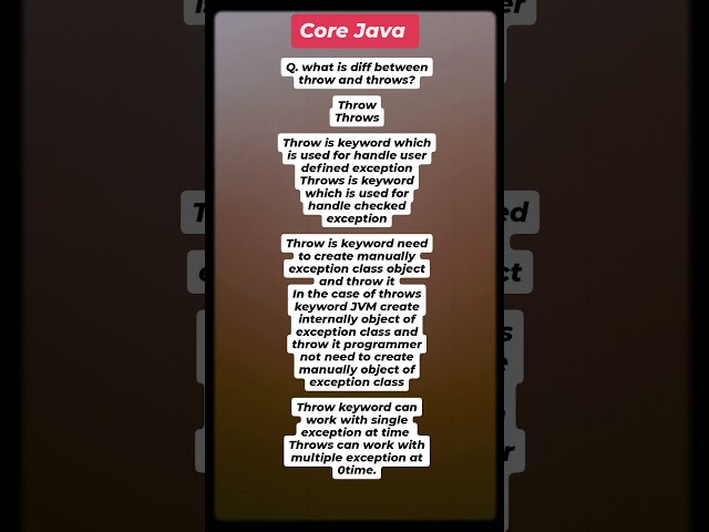 "Throw vs Throws in Java: Key Differences You Must Know!"