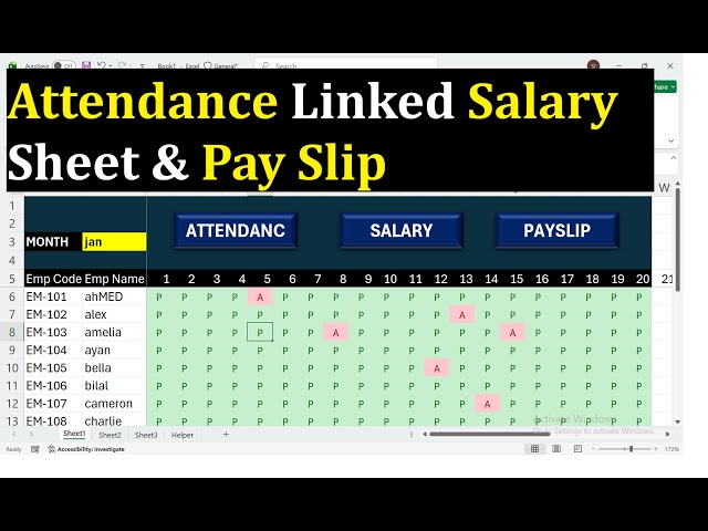 Attendance Linked Salary Sheet & Pay Slip in Excel | Auto Salary Calculation