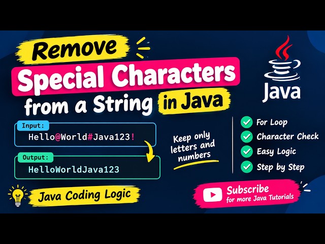 Remove Special Characters from a String in Java 🔥 | Java Coding Logic & Interview Question