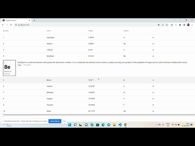 Angular 14 Material Table with Row Expand and Collapse Functionality Demo