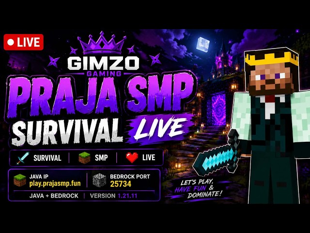 PRAJA SMP 🔥 | LIVE Minecraft Survival Server | 24/7 ONLINE #shortsfeed #live  #shortsfeed