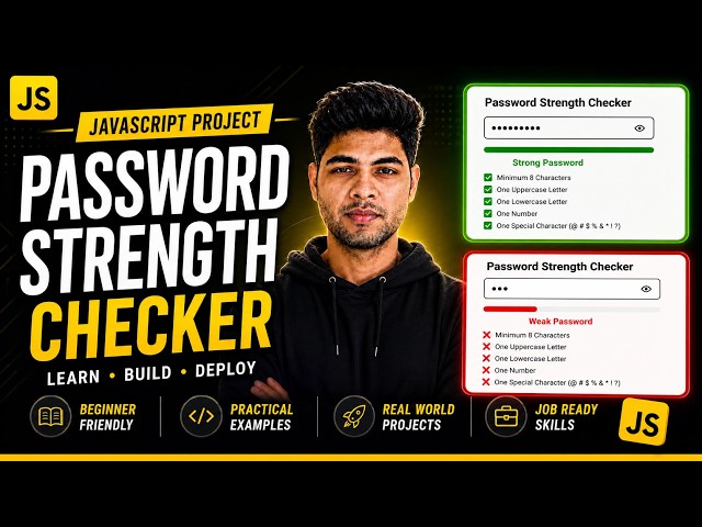 Javascript Project | ✅ Password Validation & Strength Checker Using HTML CSS JavaScript