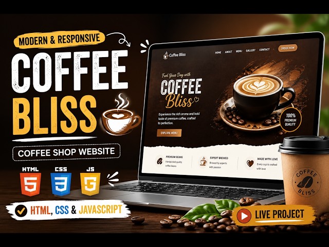 Coffee Bliss ☕ | Modern Coffee Shop Website Using HTML, CSS & JavaScript