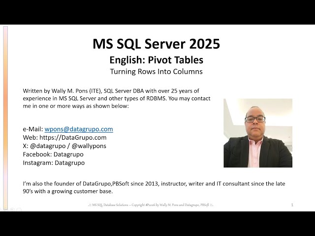 MS SQL Server Shorts :: English: Pivot Tables