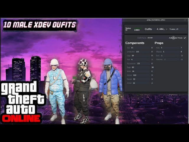 GTA V Online 1.61 || *XDEV OUTFIT EDITOR* || 10 MALE MODDED OUTFITS USING XDEV || +Showcase PC ||