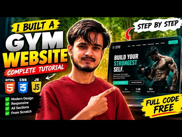 I Built a GYM Website From Scratch 🔥 | HTML CSS JavaScript Complete Tutorial | Responsive Website