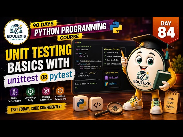 Day 84: Unit Testing with unittest & pytest 🧪 | Python Tutorial | Edulexis