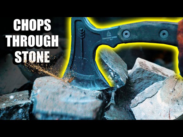 Axe easily chops through STEEL and STONE.. Tops Hammerhawk!
