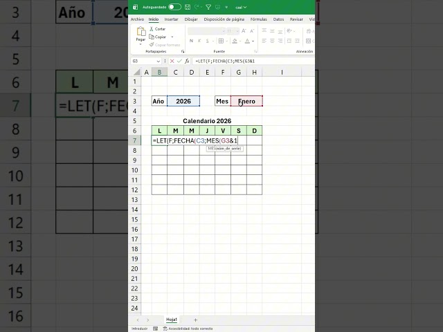 Tutorial for making a 2026 calendar #excel #yerrihz #exceltips