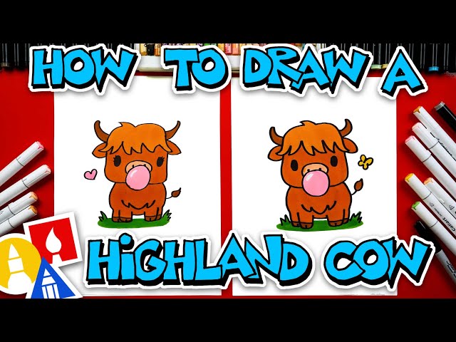 How To Draw A Highland Cow Blowing Bubble Gum Bubble
