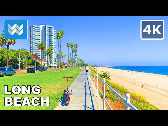 [4K] Bluff Park to Belmont Pier in Long Beach, California USA - Scenic Beach Walking Tour 🎧