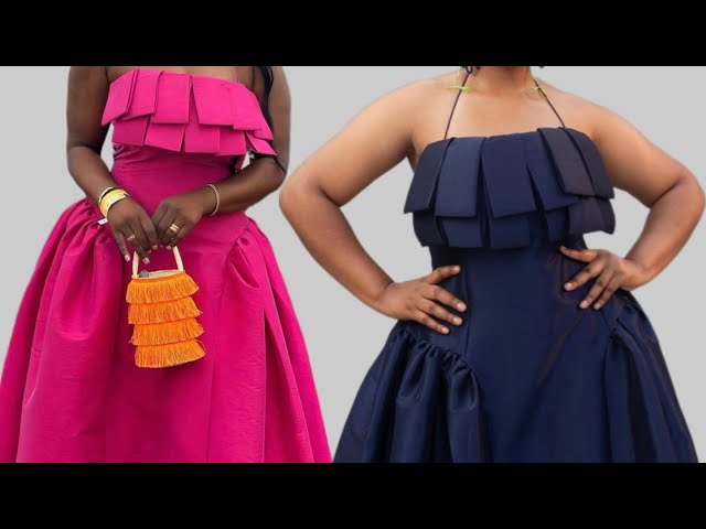How to Cut and Sew a Stylish Gorgeous Dress with Side Gathers and Ruffles in Front.