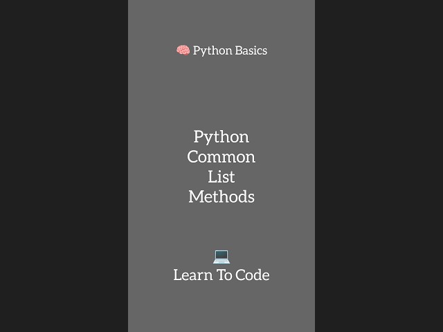 Common List Methods in Python#python #list #methods