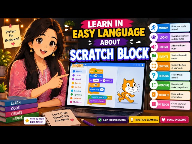 Learn Scratch block in easy language #scratch #scratchcoding