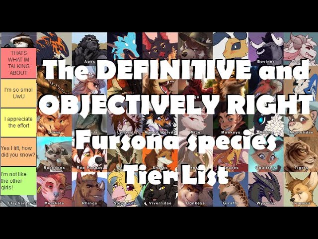The DEFINITIVE and OBJECTIVELY RIGHT Fursona species Tier List