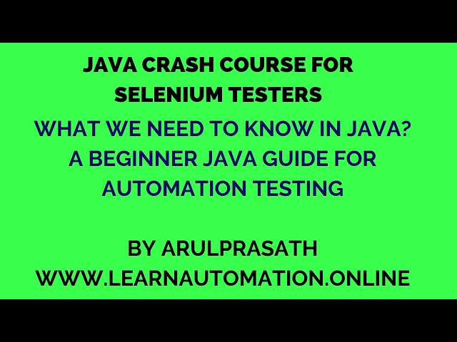 Java Crash course  | 01 | Introduction | How much Java do we need for Automation | Automation