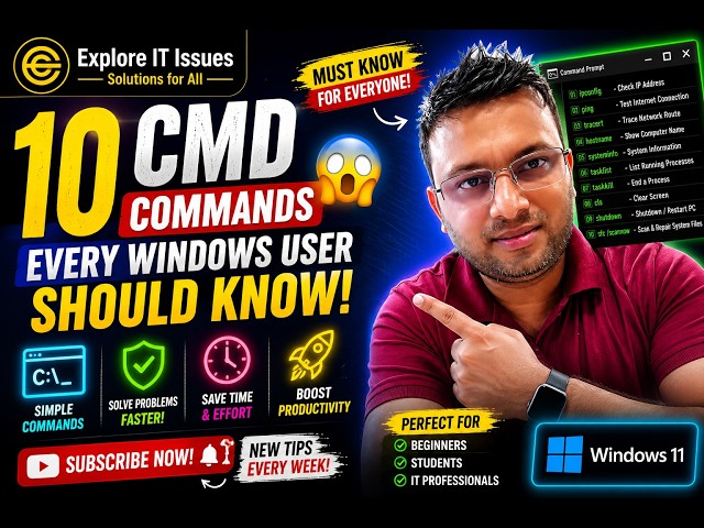 10 CMD Commands Every Windows User Should Know | Windows 11 & Windows 10 | Step By Step | 2026