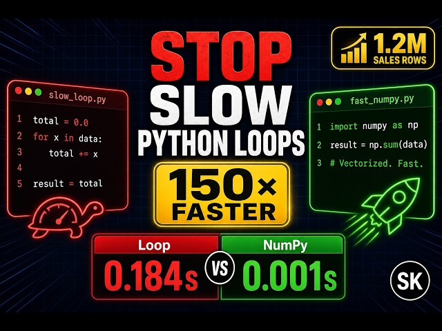 NumPy Vectorization: Stop Slow Python Loops (1.2M Rows Tutorial) | Sharad Khare